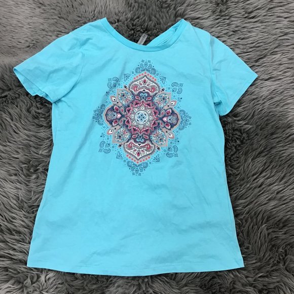 Sansara Tops - Sansara | Women's Mandala Graphic T-Shirt | Blue | Small | Size Small